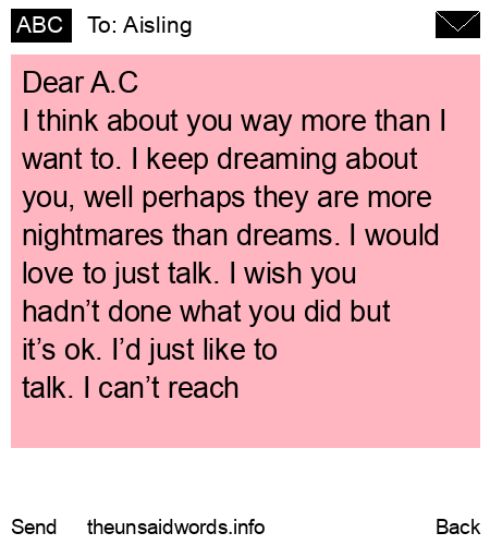 unsent message to Aisling