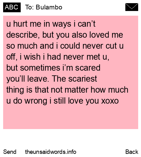 unsent message to Bulambo