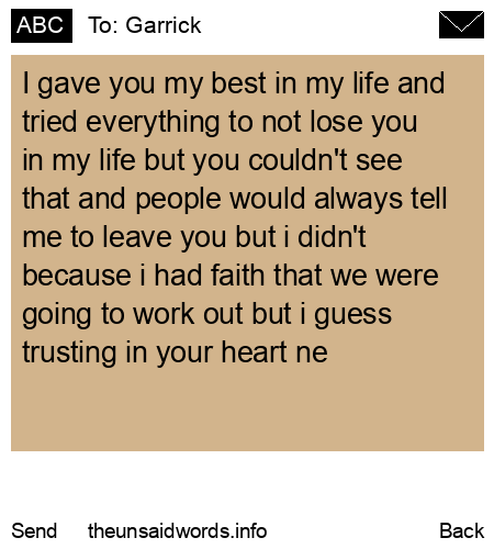 unsent message to Garrick