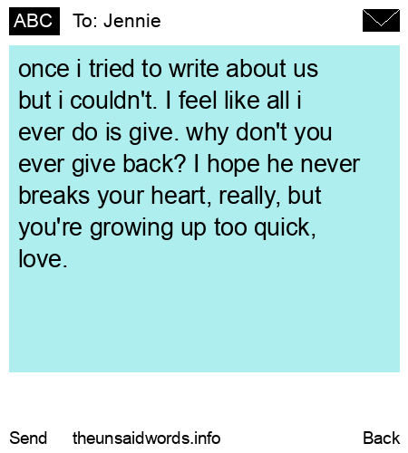 unsent message to Jennie