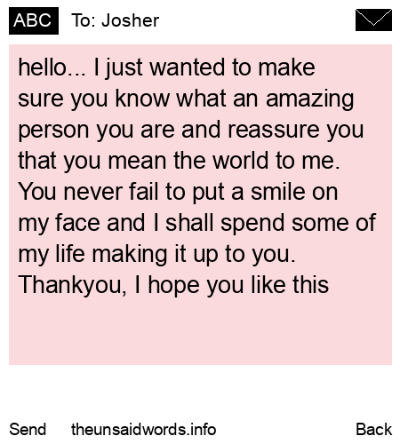 unsent message to Josher