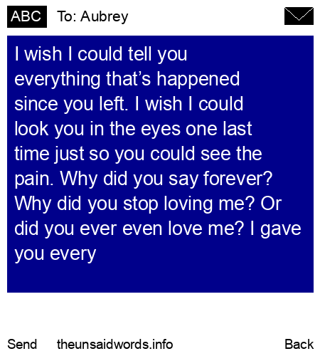 unsent message to Aubrey