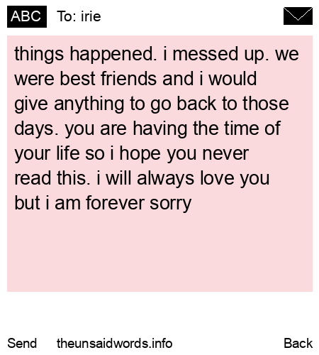 unsent message to irie