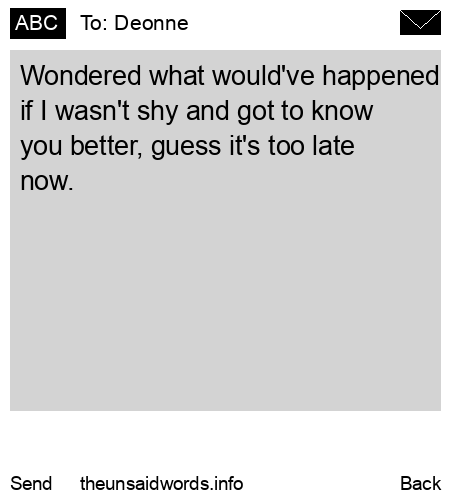 unsent message to Deonne