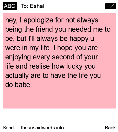 unsent message to Eshal