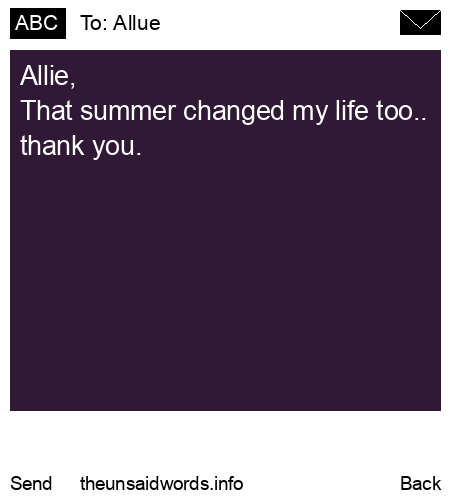 unsent message to Allue