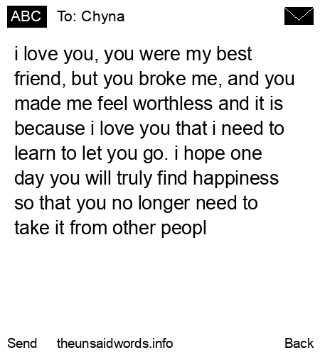 unsent message to Chyna