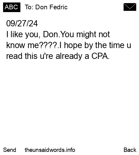 unsent message to Don Fedric