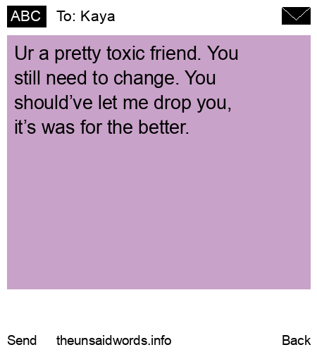 unsent message to Kaya