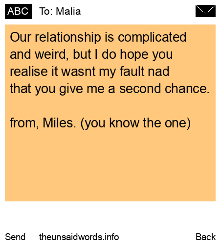 unsent message to Malia