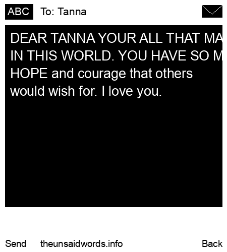 unsent message to Tanna