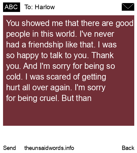 unsent message to Harlow