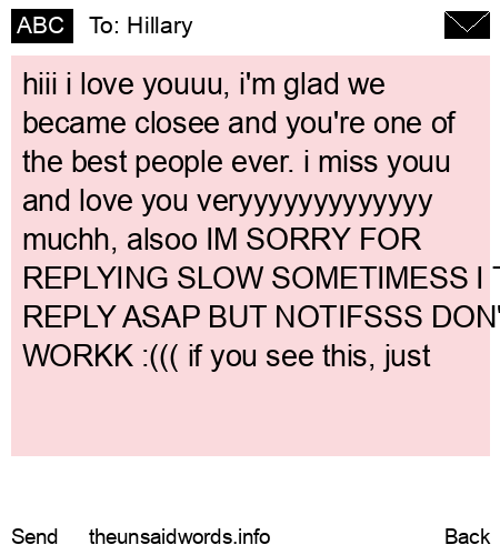 unsent message to Hillary