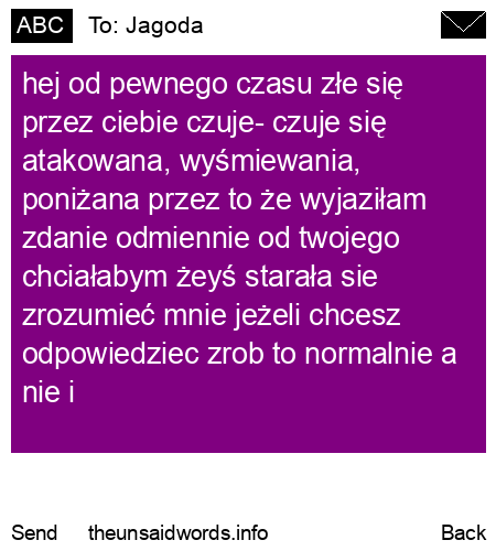 unsent message to Jagoda