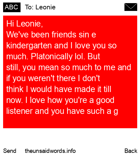 unsent message to Leonie