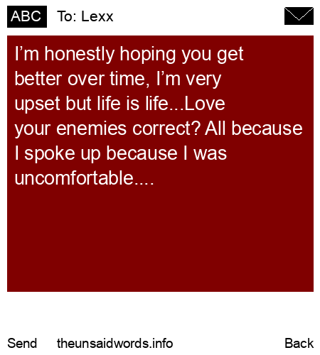 unsent message to Lexx