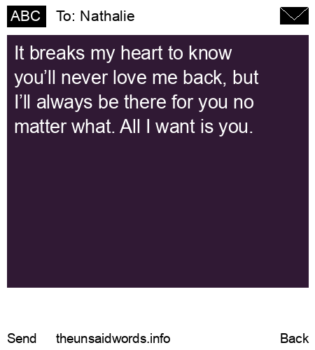 unsent message to Nathalie
