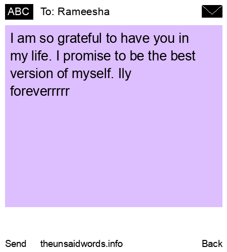 unsent message to Rameesha 