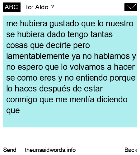 unsent message to Aldo ?