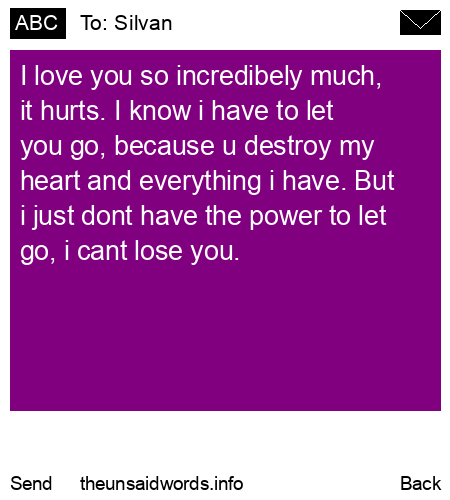 unsent message to Silvan