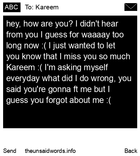 unsent message to Kareem