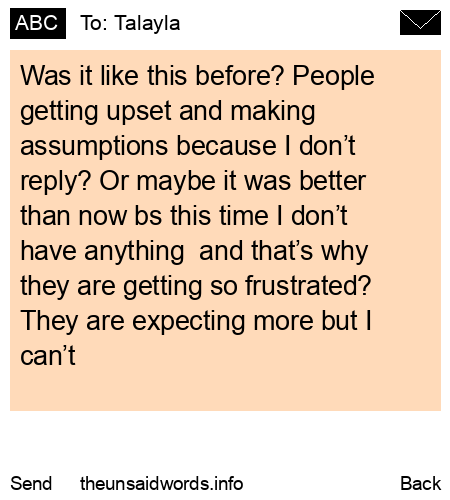 unsent message to Talayla