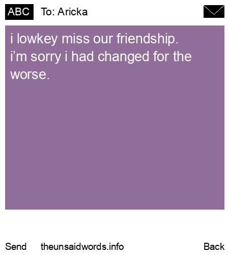 unsent message to Aricka