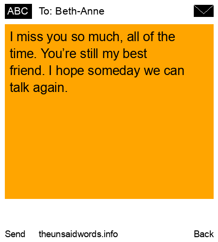unsent message to Beth-Anne