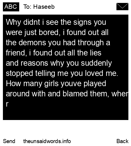 unsent message to Haseeb