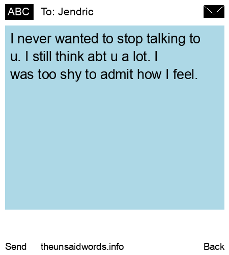 unsent message to Jendric 