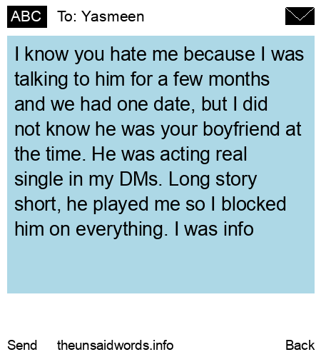 unsent message to Yasmeen
