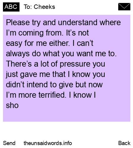 unsent message to Cheeks