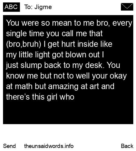 unsent message to Jigme