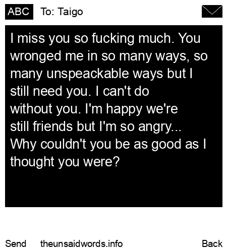 unsent message to Taigo