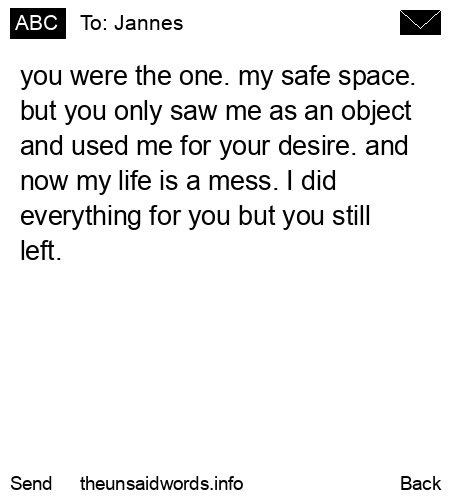 unsent message to Jannes