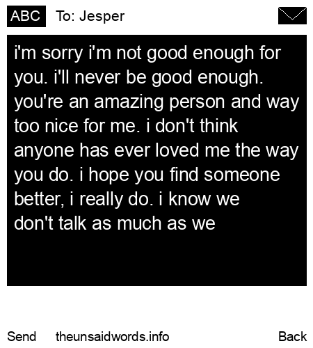 unsent message to Jesper