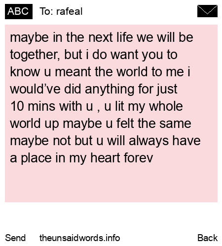 unsent message to rafeal