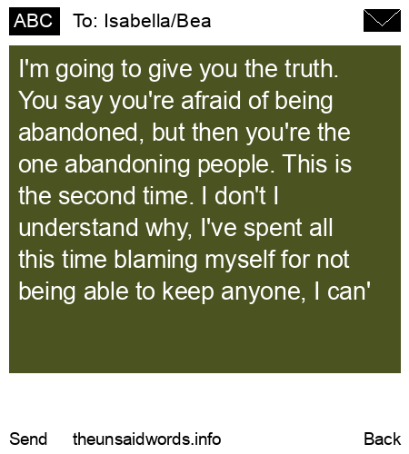 unsent message to Isabella/Bea