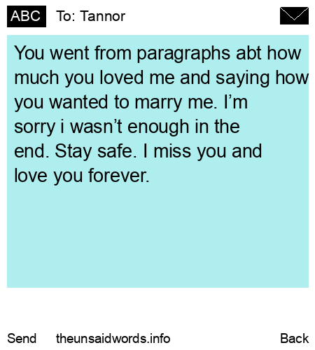 unsent message to Tannor