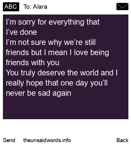 unsent message to Alara