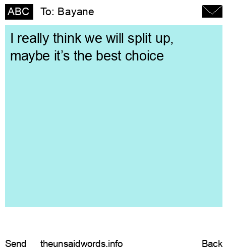 unsent message to Bayane
