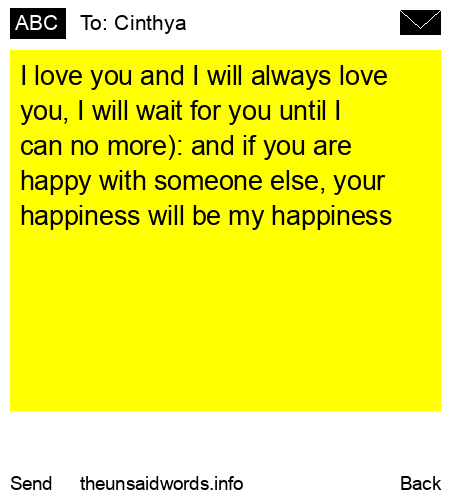 unsent message to Cinthya
