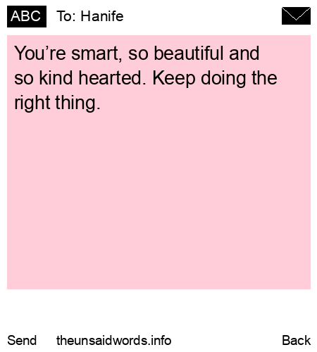 unsent message to Hanife 
