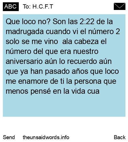 unsent message to H.C.F.T