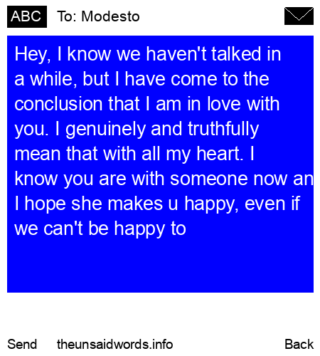 unsent message to Modesto