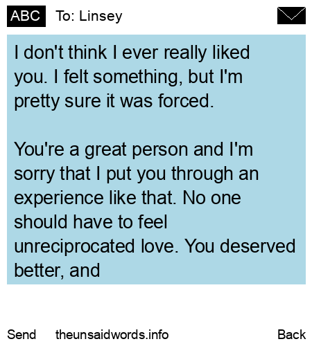 unsent message to Linsey
