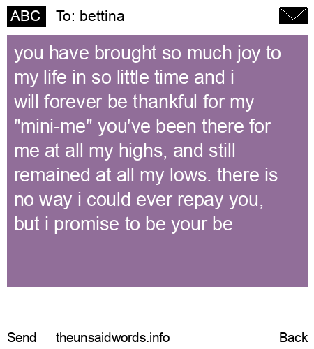 unsent message to bettina