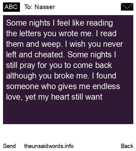 unsent message to Nasser