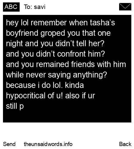 unsent message to savi