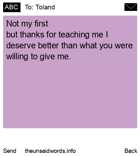 unsent message to Toland